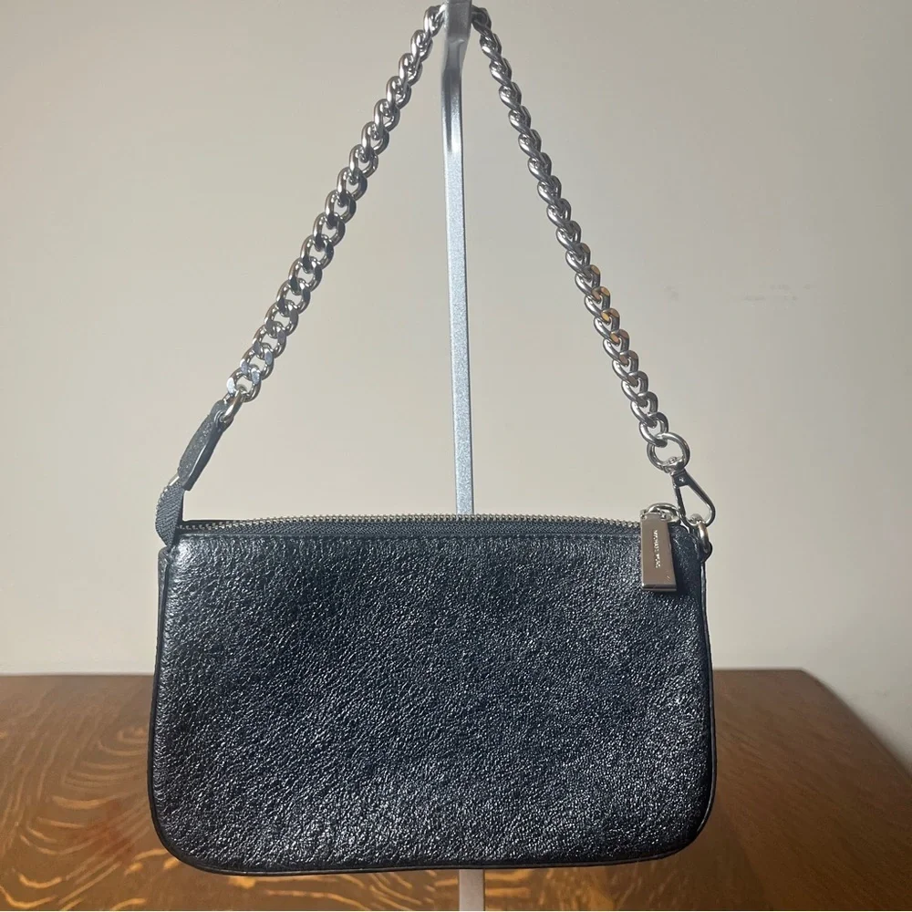 Michael Kors Black Sparkly Leather Chain Small Shoulder Bag